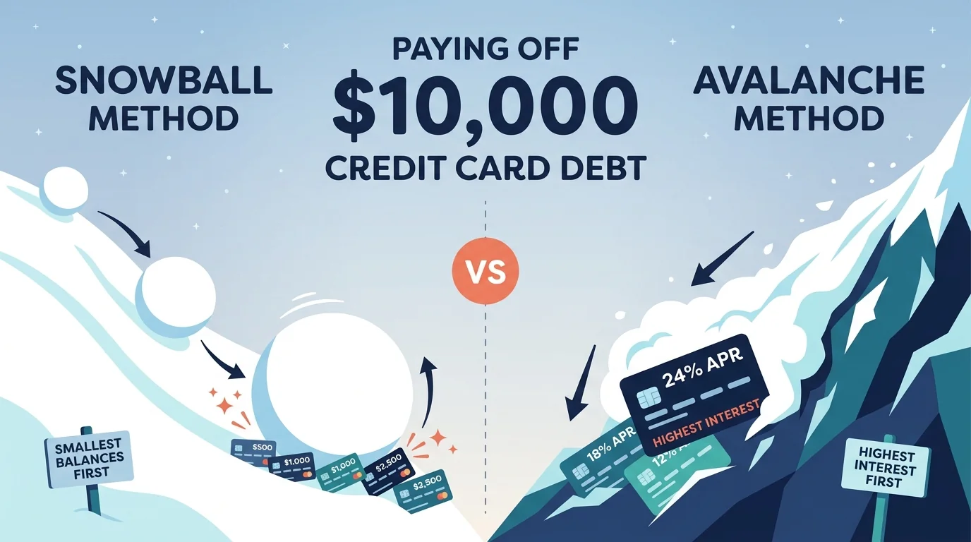 How to Pay Off $10,000 in Credit Card Debt: Snowball vs. Avalanche (2026)