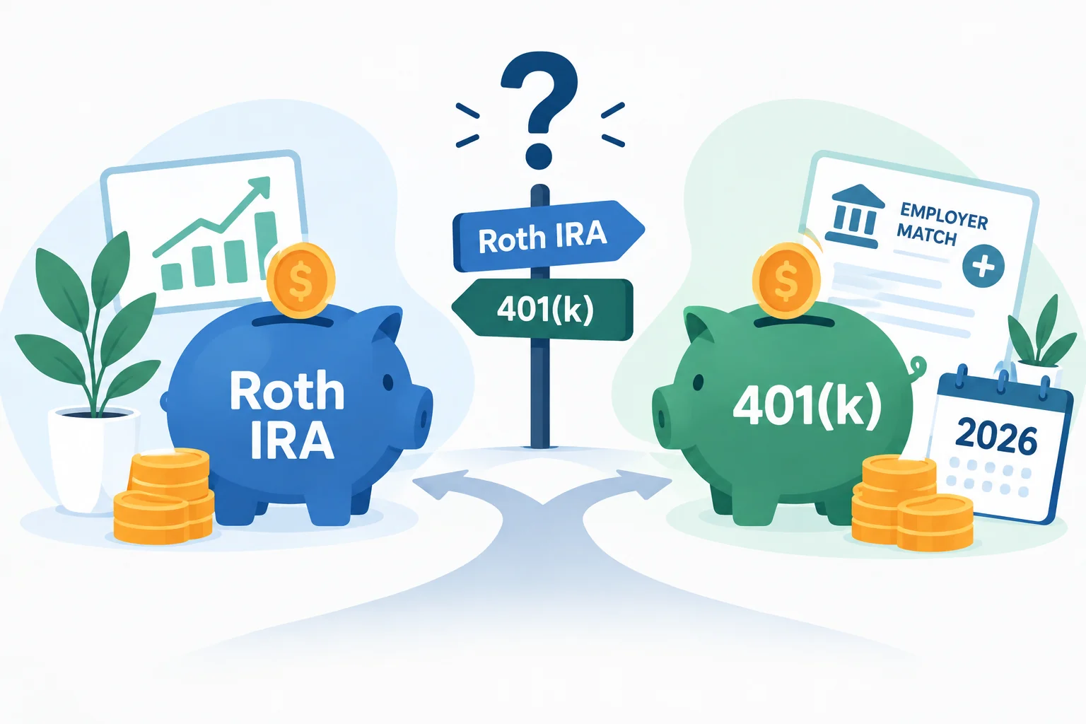 Roth IRA vs. 401(k) in 2026: Which One Should You Fund First?